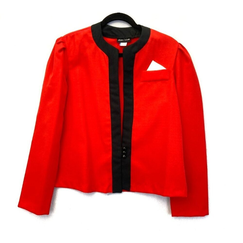 Vintage 90s Jerry Leigh Cherry Red Blazer Womens Size 18‎ Lightweight Steampunk